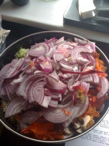 chopped veg for chilli goulash