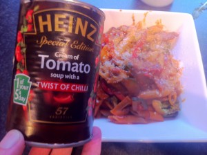 heinz cream of tomato with a hint of chilli