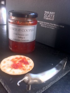 slate works chilli cheese board with lewis and cooper chilli jam