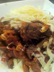 Beef skirt chilli con carne