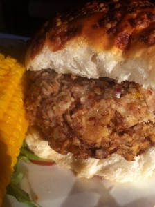 Blue cheese and apple burger